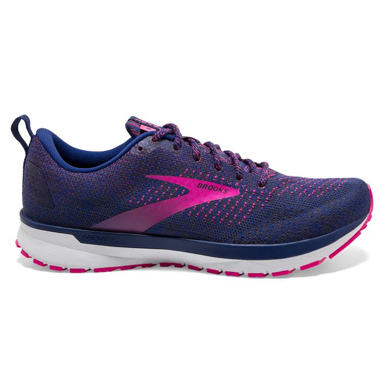 Brooks Revel 4 Road Running Shoes - Women's - Blue/Ebony/Pink (37152-YVUN)